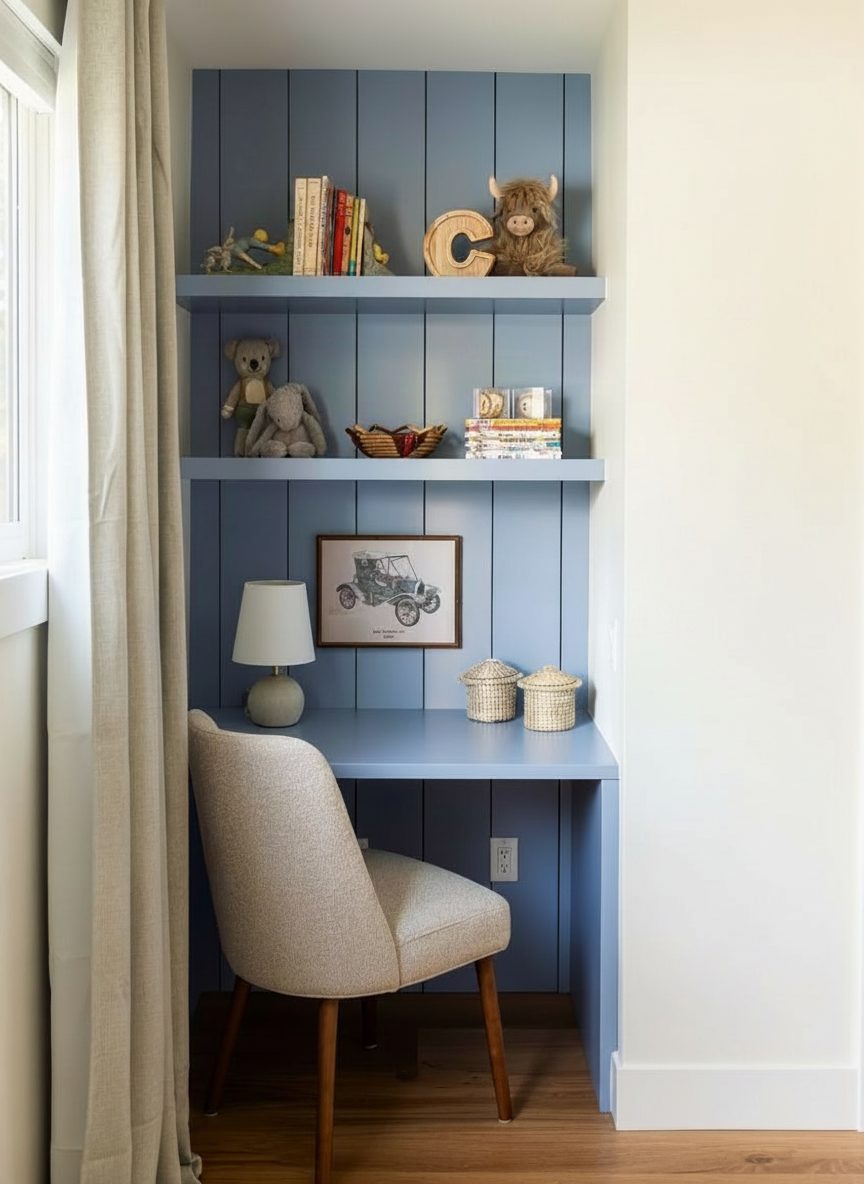 Built-in children's desk millwork