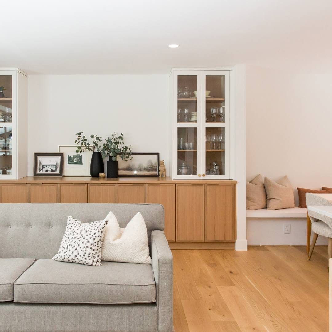 White oak living millwork and cabinetry