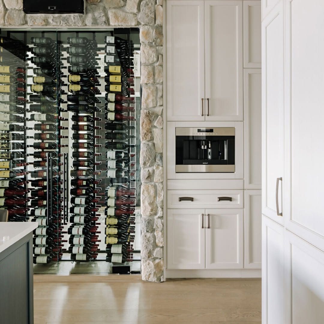 Glass wine cellar millwork